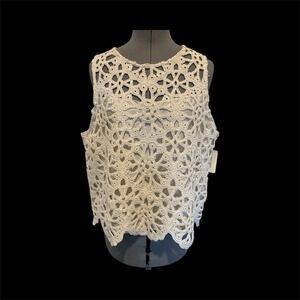ON-34th Women's Sequin Crochet Scallop-Hem Tank  NWT Size XL 100205390MS